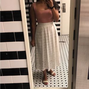 Pinky Otto cream textured midi skirt